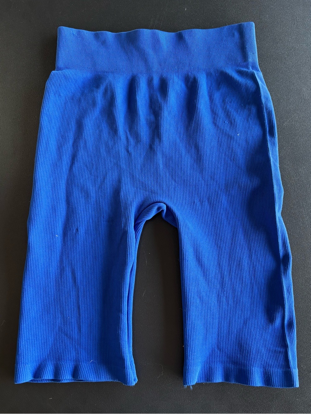 High-Rise Ribbed Athletic Bike Shorts — Bright Blue